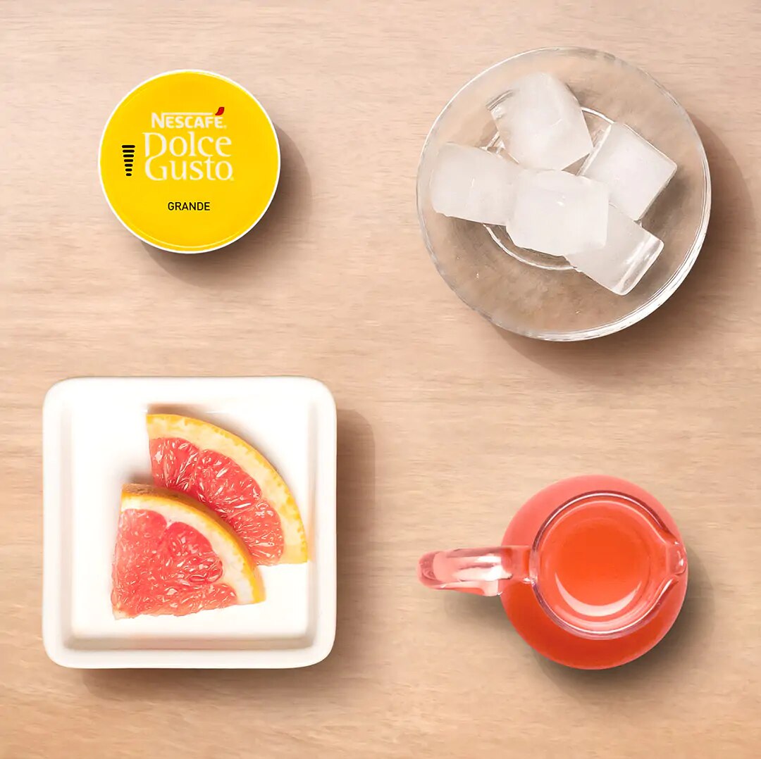 ingredients needed for making iced grapefruit coffee